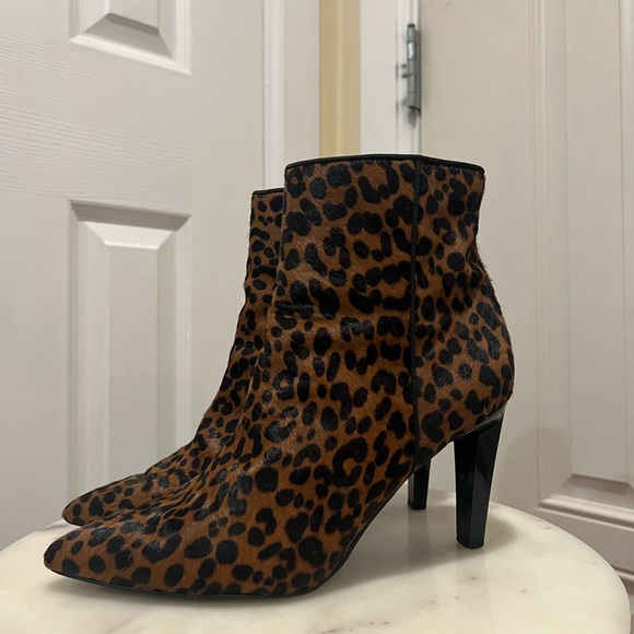 Sheona Whiskey Leopard 🐆 Calf Hair Franco Sarto Ankle Boot - Picture 2 of 9